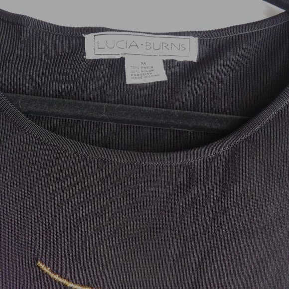 Lucia Burns Black Sweater Embellished Dragon Sequins Size M - Picture 5 of 5